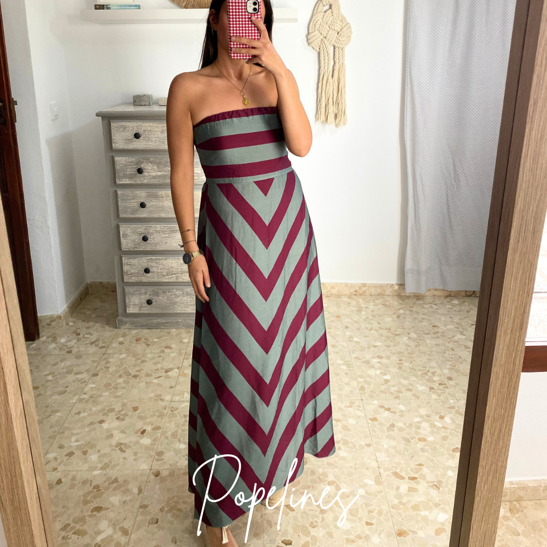 Vestido listas burdeos