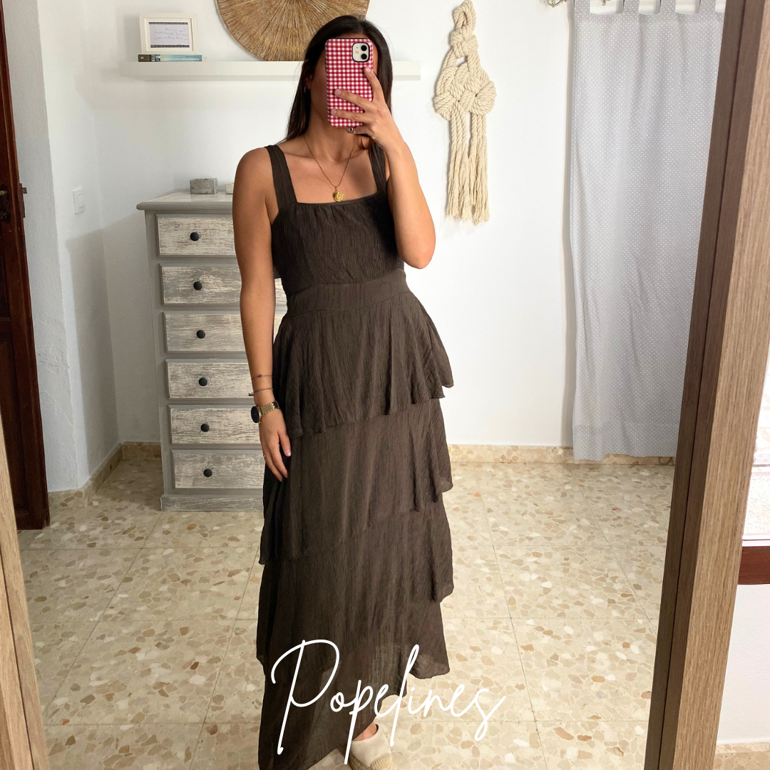 Vestido volantes chocolate