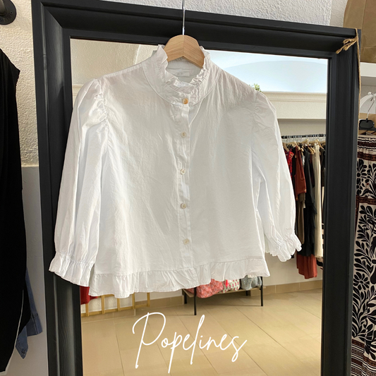 Blusa basic volante blanca