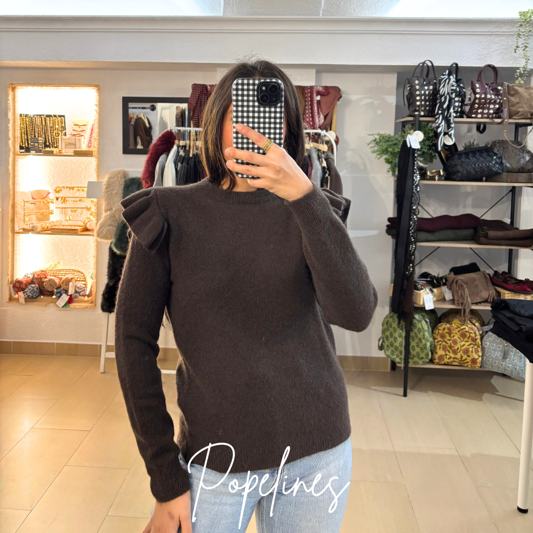 Jersey detalle volante chocolate