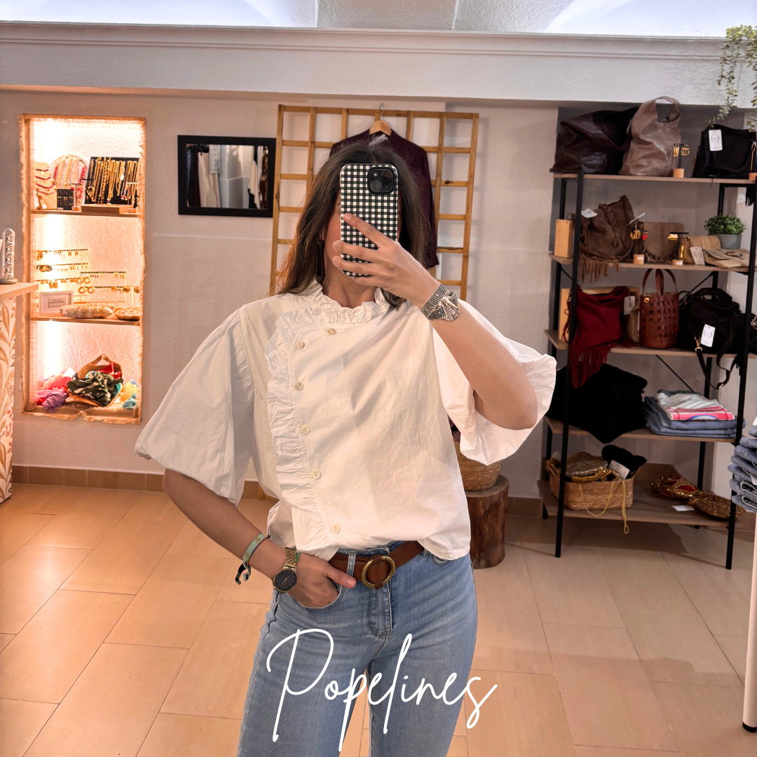 Blusa abotonada cruzada blanca