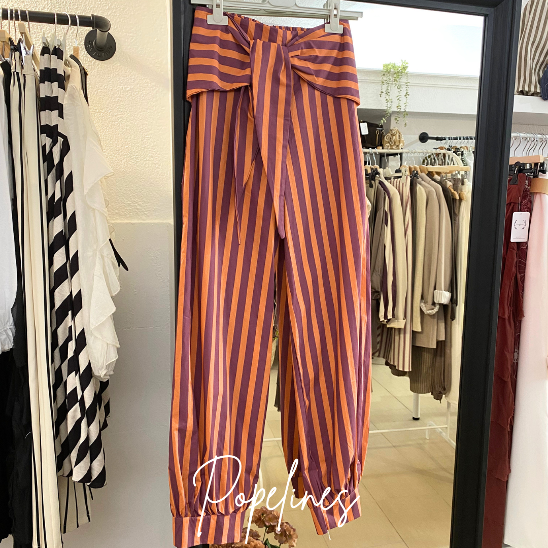 Pantalón lazada listas naranja