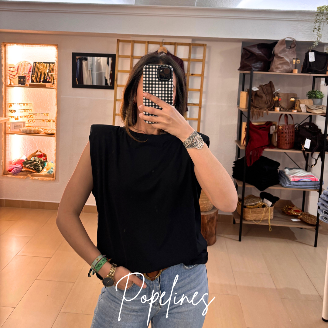 Camiseta hombreras negra