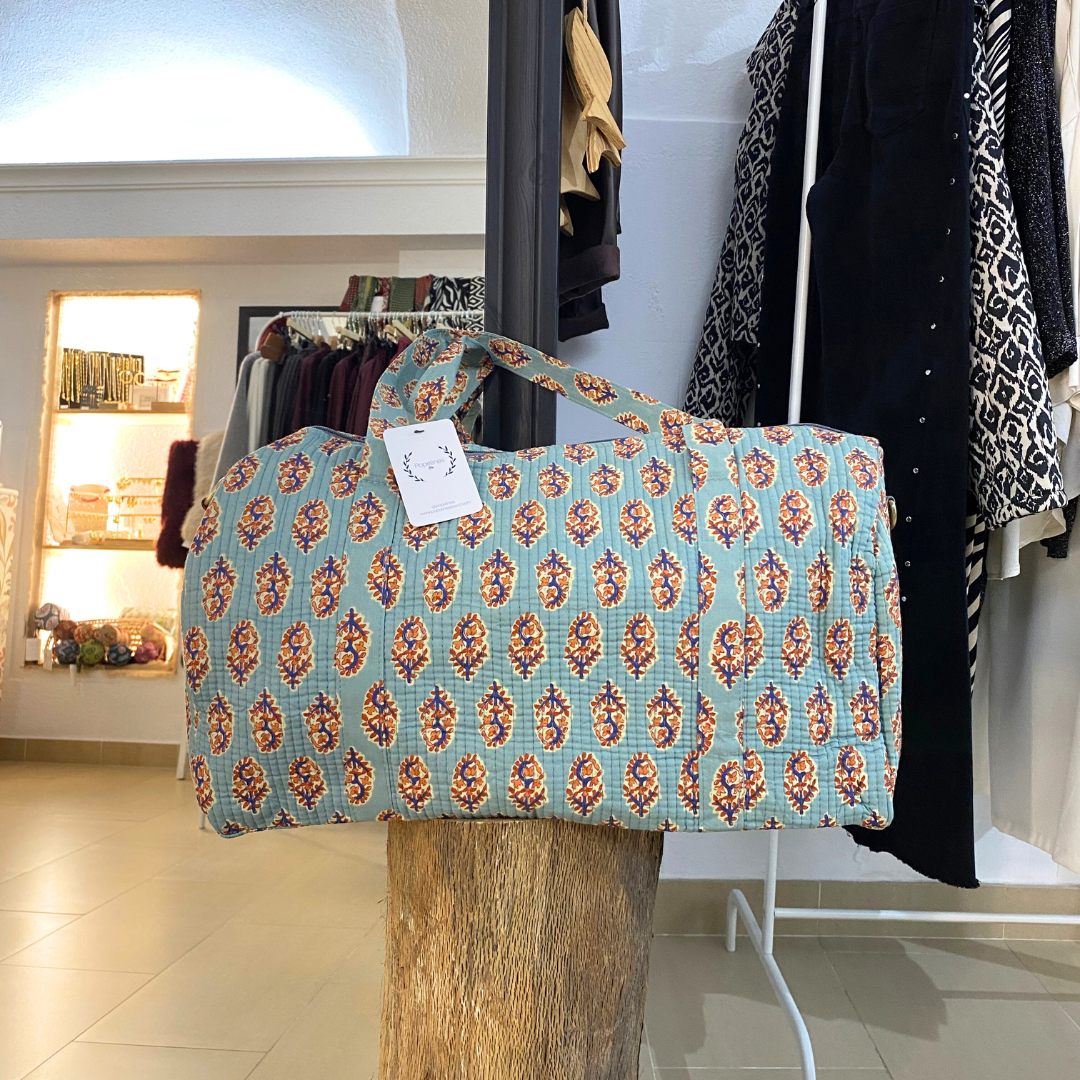 Bolso de viaje estampado verde agua