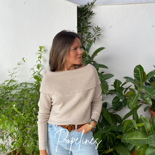 Jersey hombros descubiertos beige