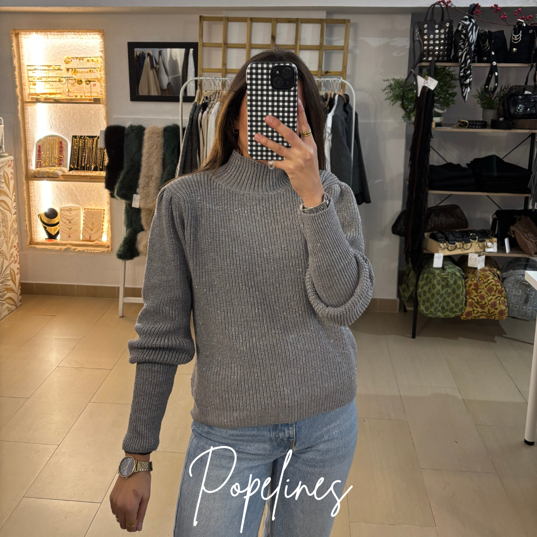 Jersey brillito gris claro