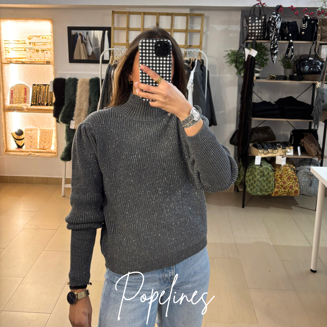 Jersey brillito gris oscuro