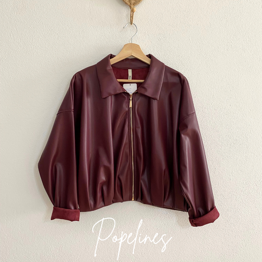 Chaqueta polipiel granate