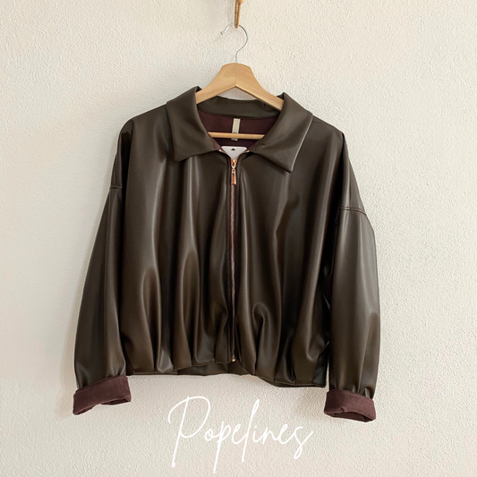 Chaqueta polipiel chocolate