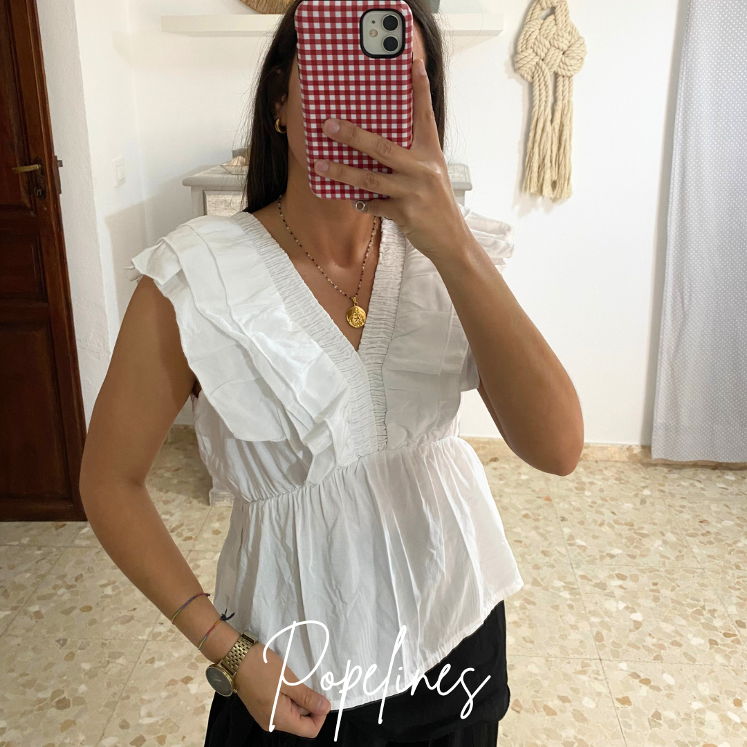 Blusa doble volante blanca