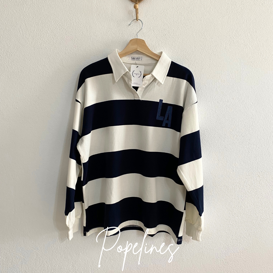 Polera listas azul/blanco