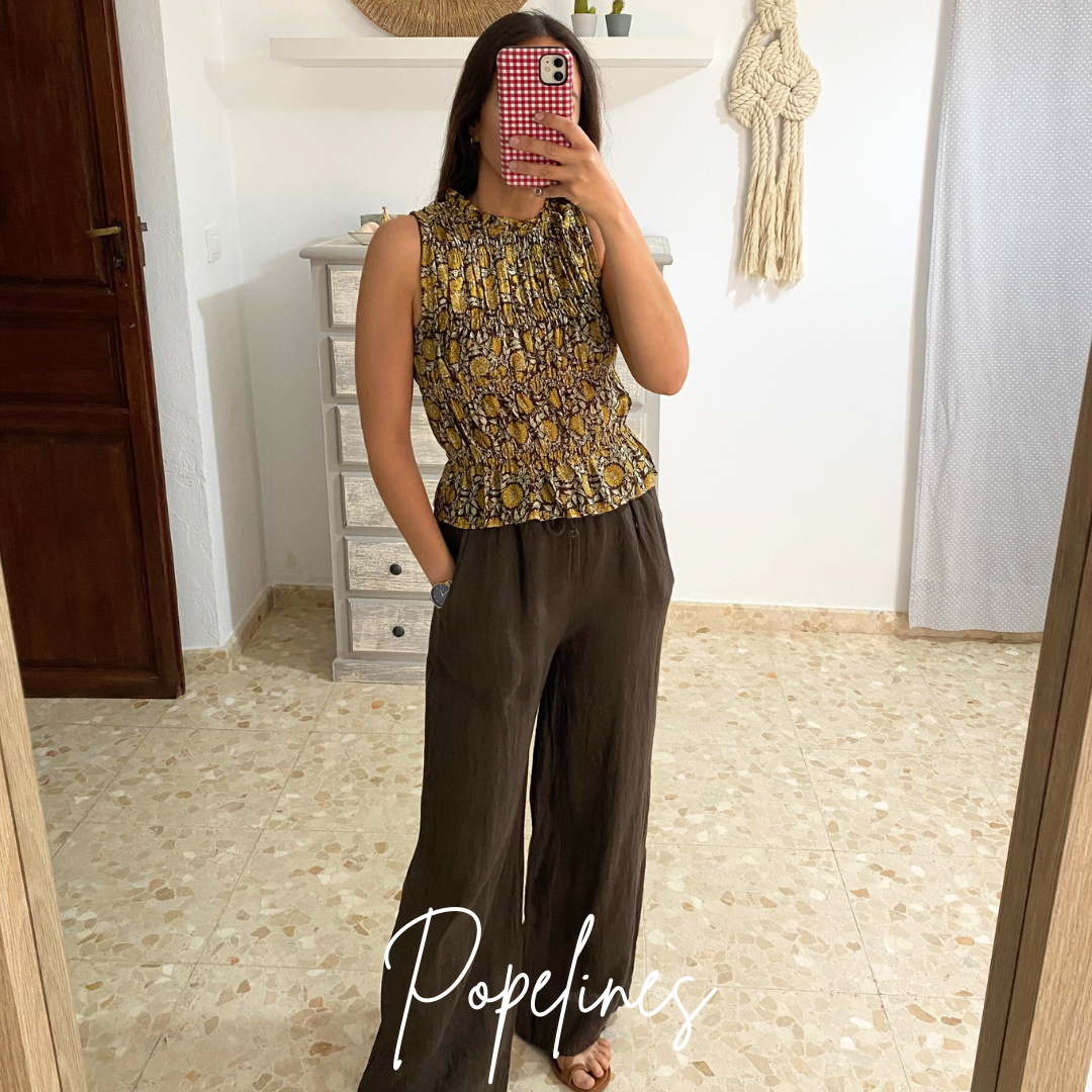 Pantalón lino chocolate