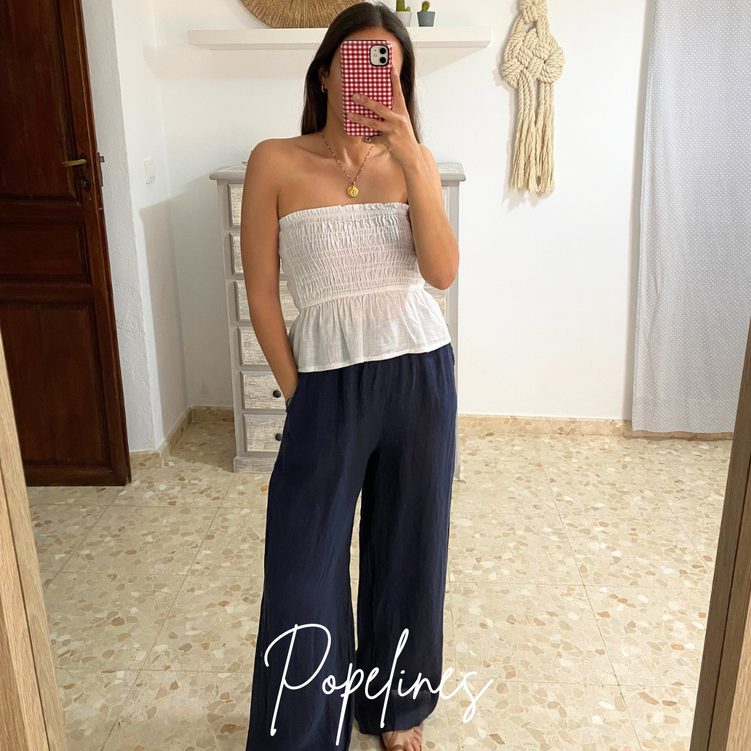 Pantalón lino marino