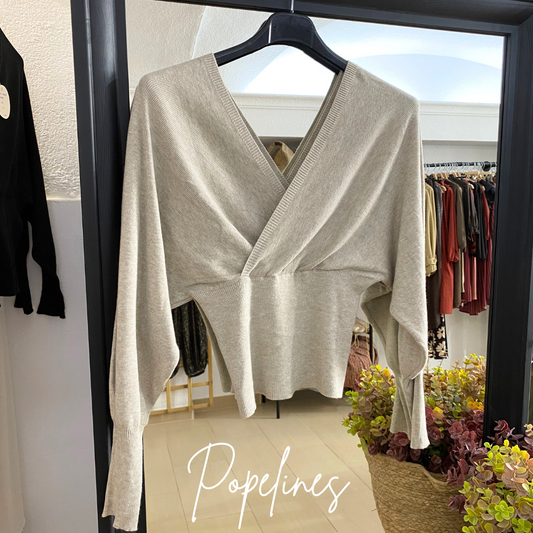 Jersey cruzado beige