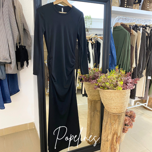 Vestido frunce negro