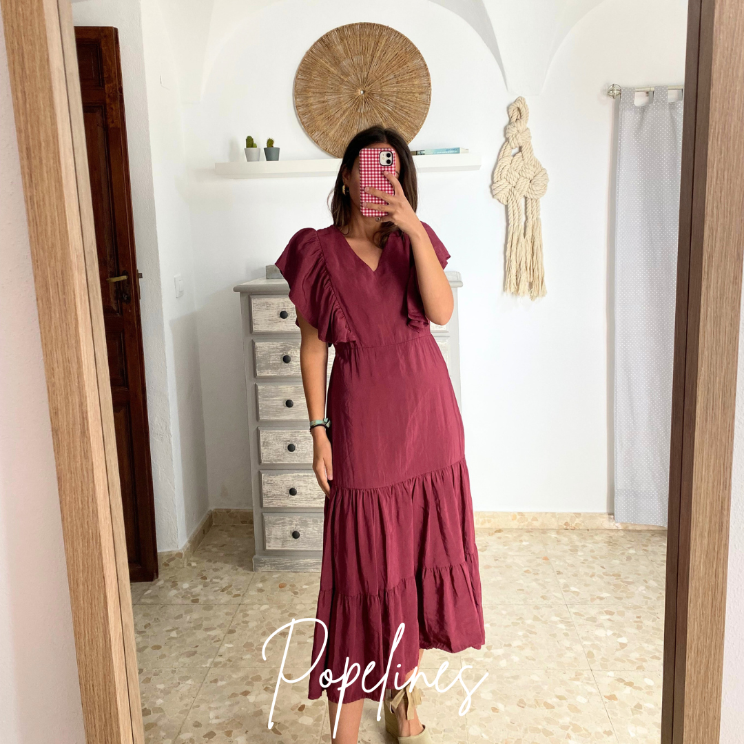 Vestido volante malva