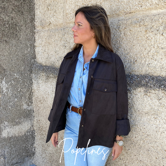 Chaqueta ante bolsillos chocolate