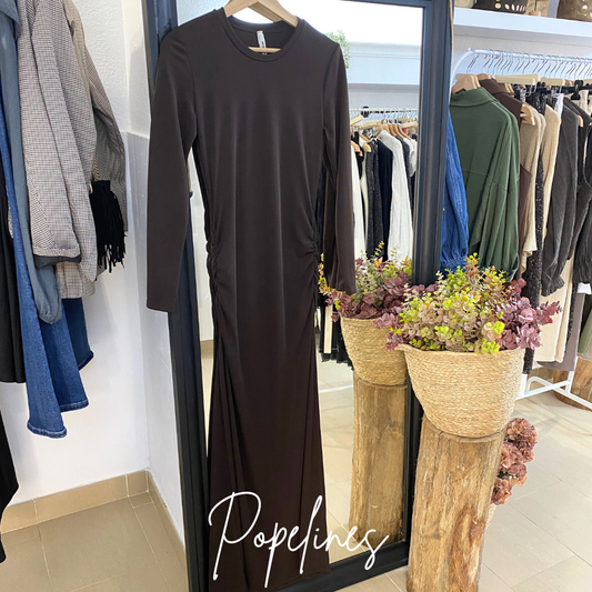 Vestido frunce chocolate