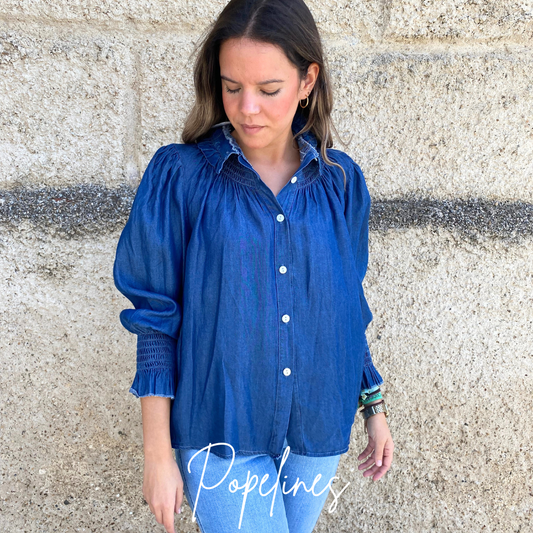 Blusa denim cuello