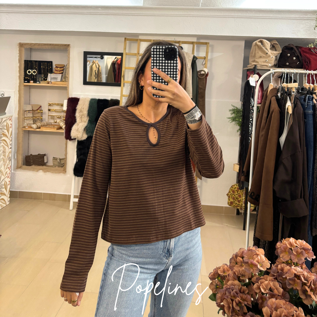 Blusa listas chocolate