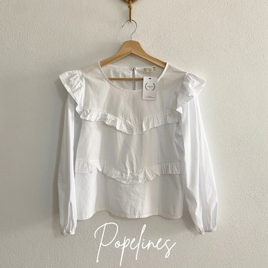 Blusa doble volante blanca