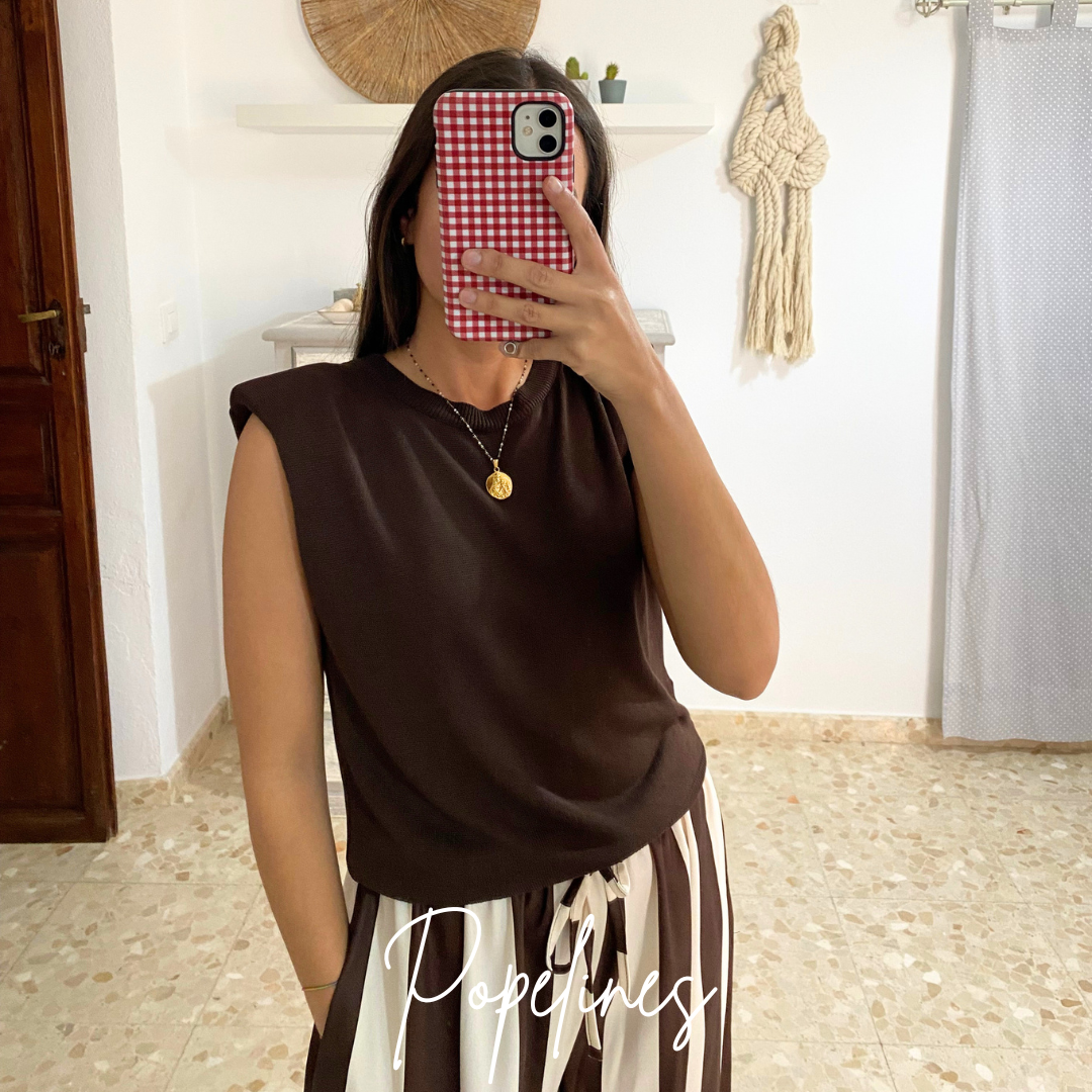 Top hilo hombrera chocolate