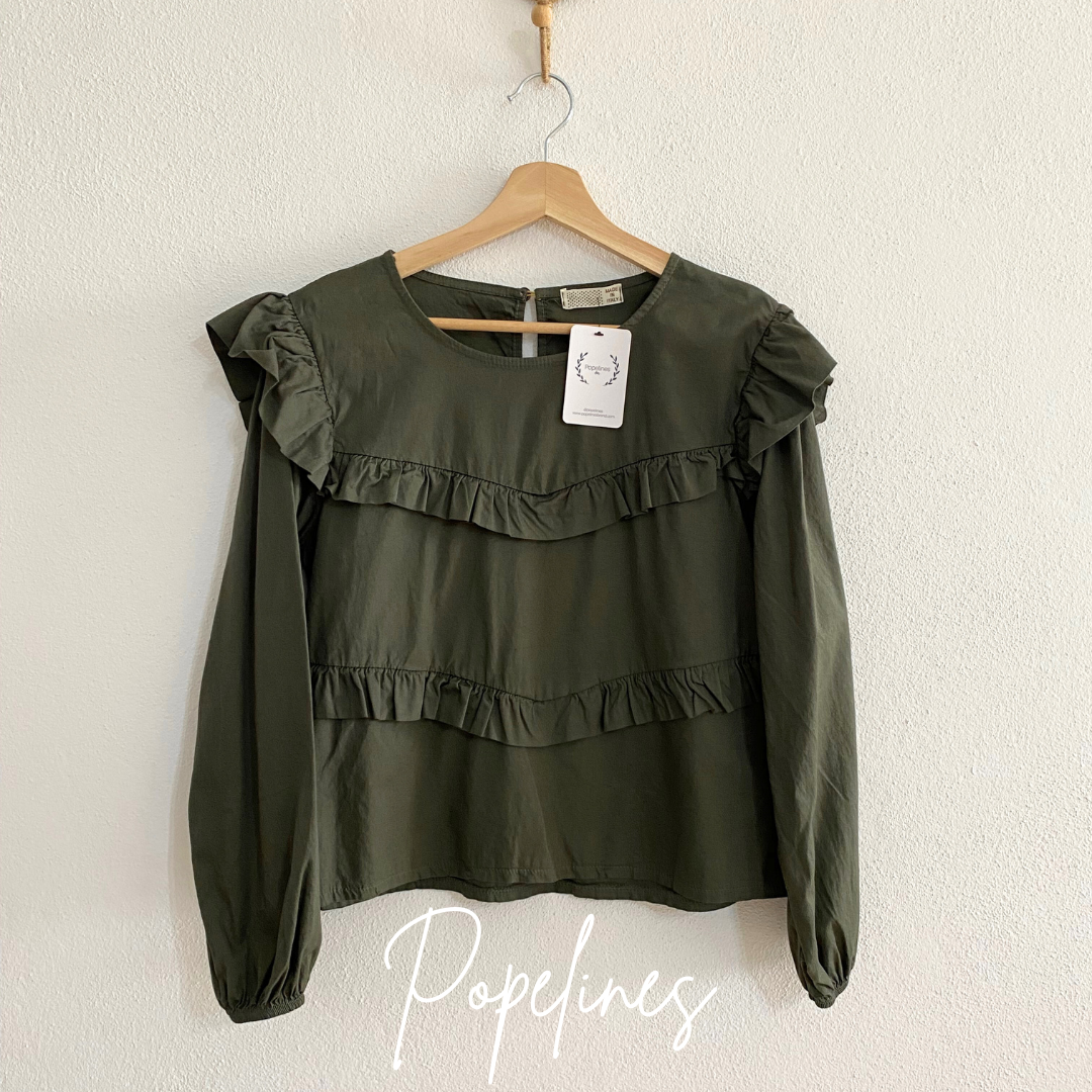Blusa doble volante verde
