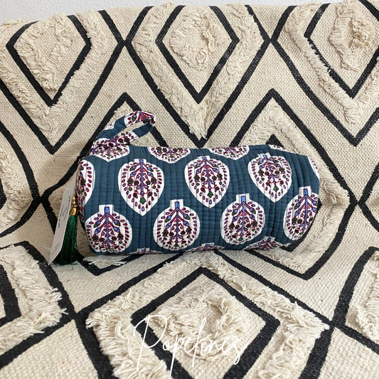 Estuche grande azul/blanco