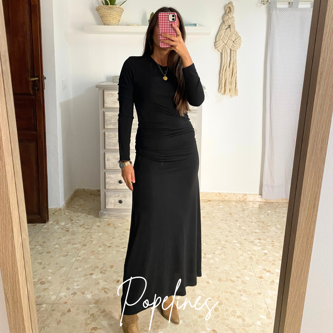 Vestido frunce negro