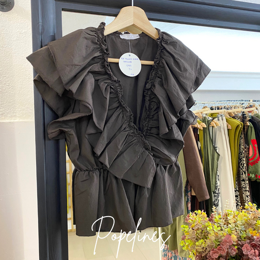 Top frunce volante chocolate