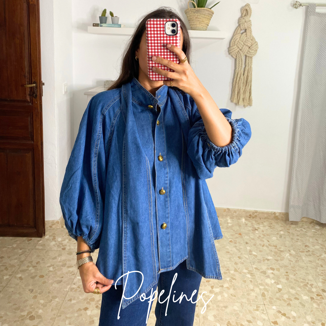 Blusa vaquera manga globo