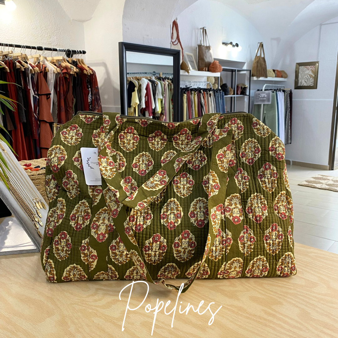 Bolso de viaje estampado verde