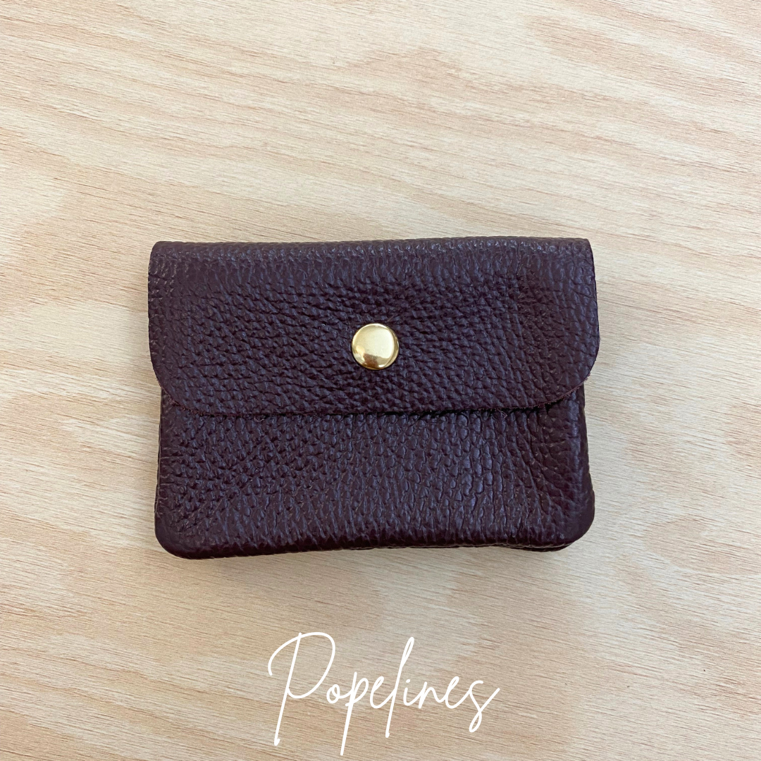Cartera piel burdeos