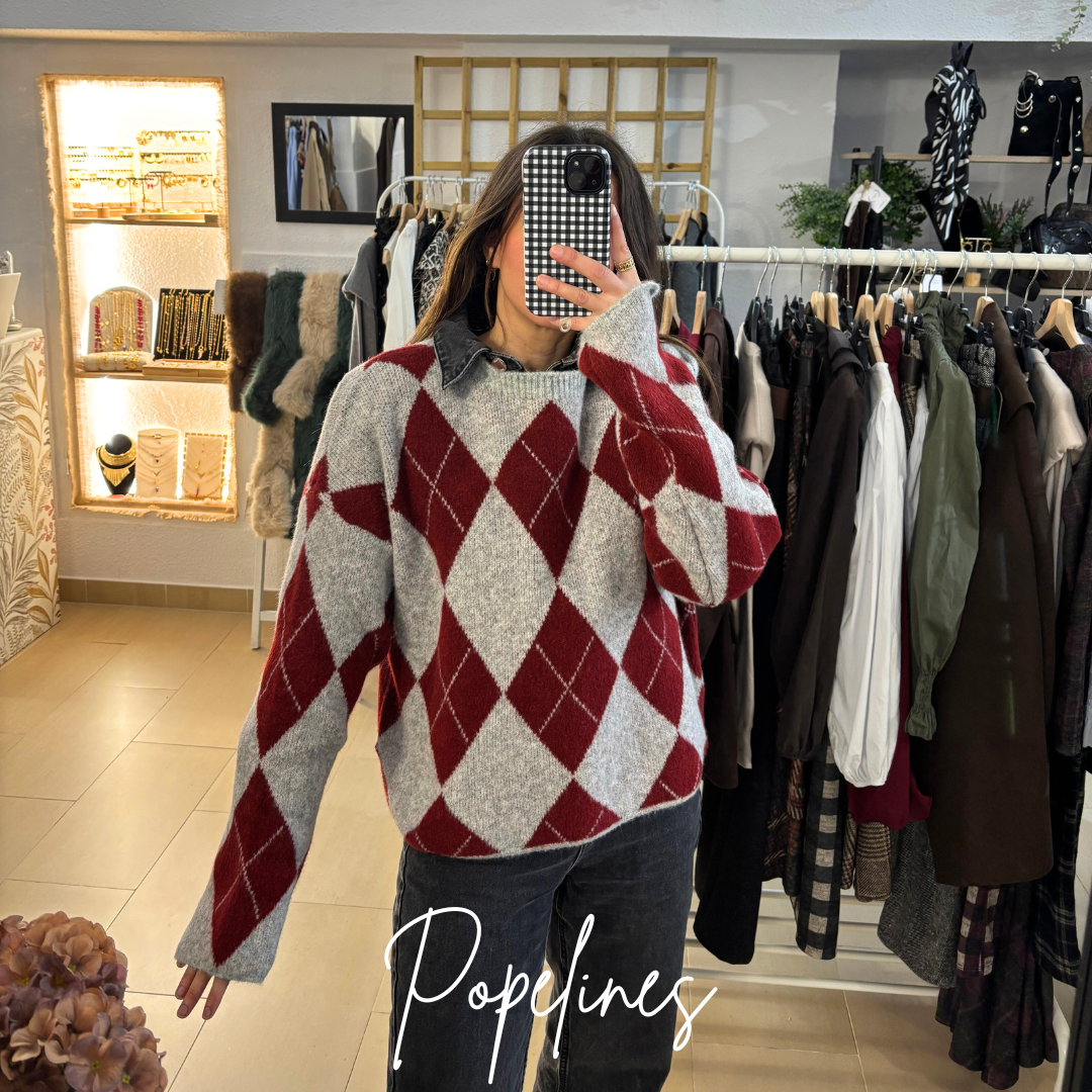 Jersey rombo gris claro