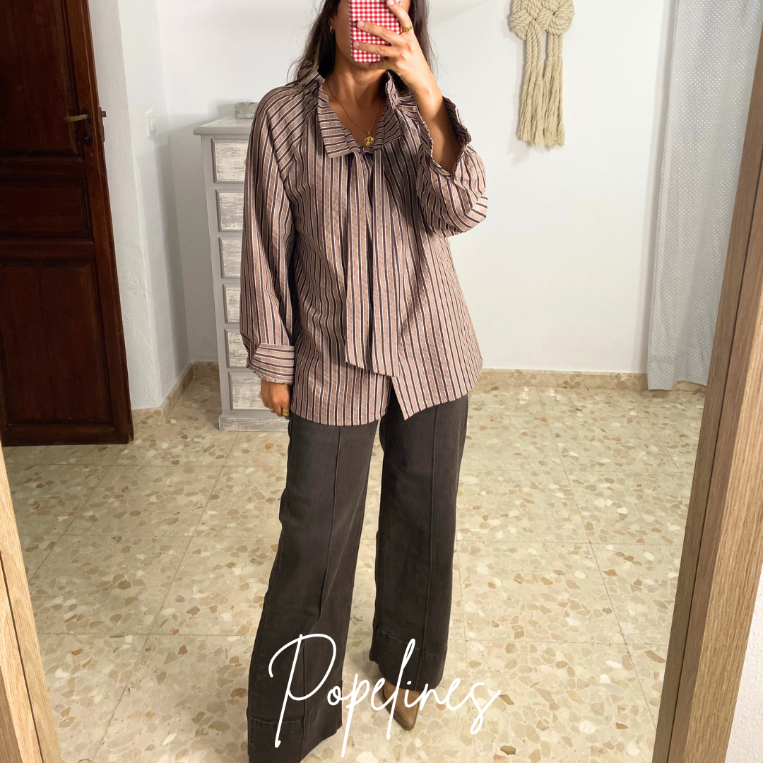 Pantalón detalle costura chocolate
