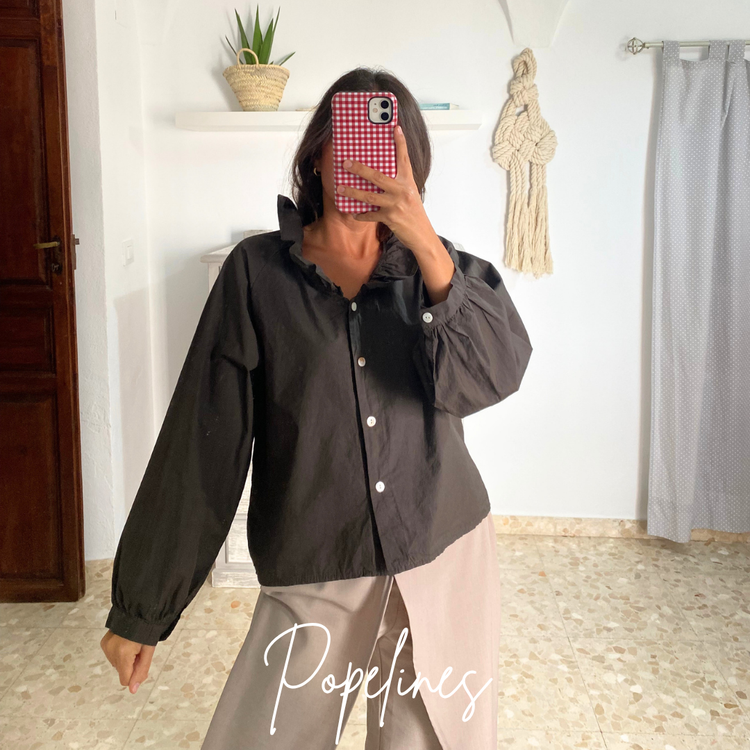 Blusa cuello volante chocolate