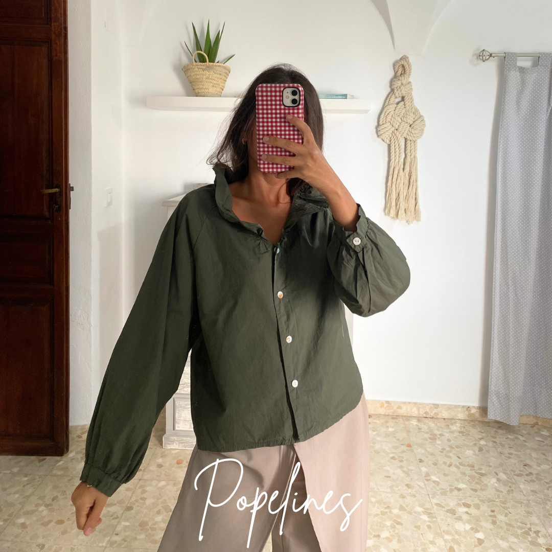 Blusa cuello volante verde