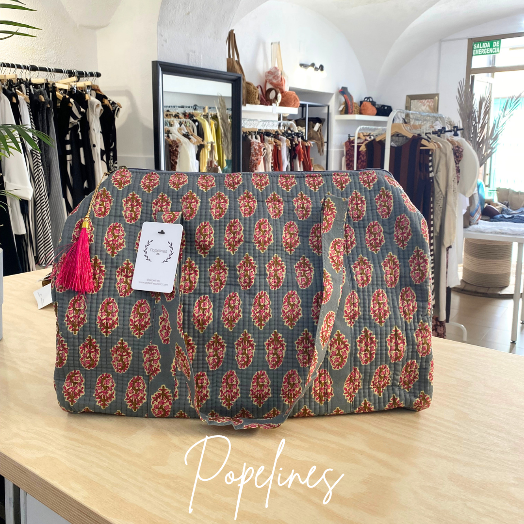 Bolso de viaje estampado gris