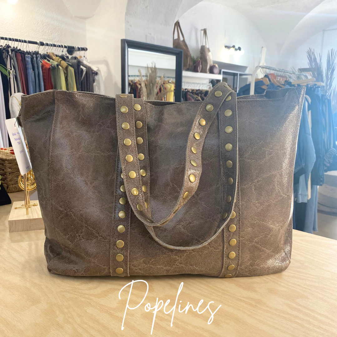 Bolso piel tachuela topo
