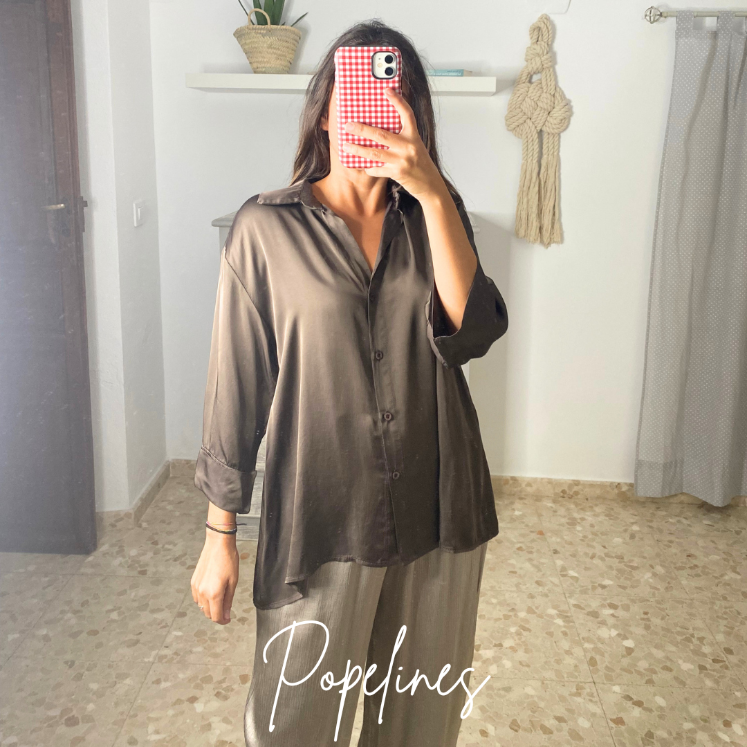 Camisa satinada café