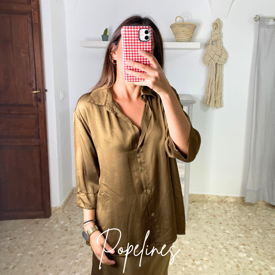 Camisa satinada musgo