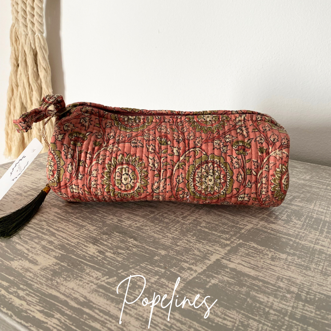 Estuche grande rosa/ verde
