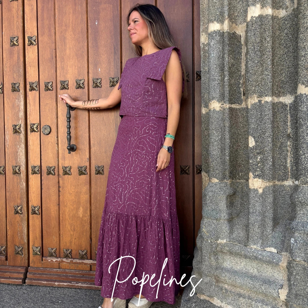 Conjunto lentejuelas malva