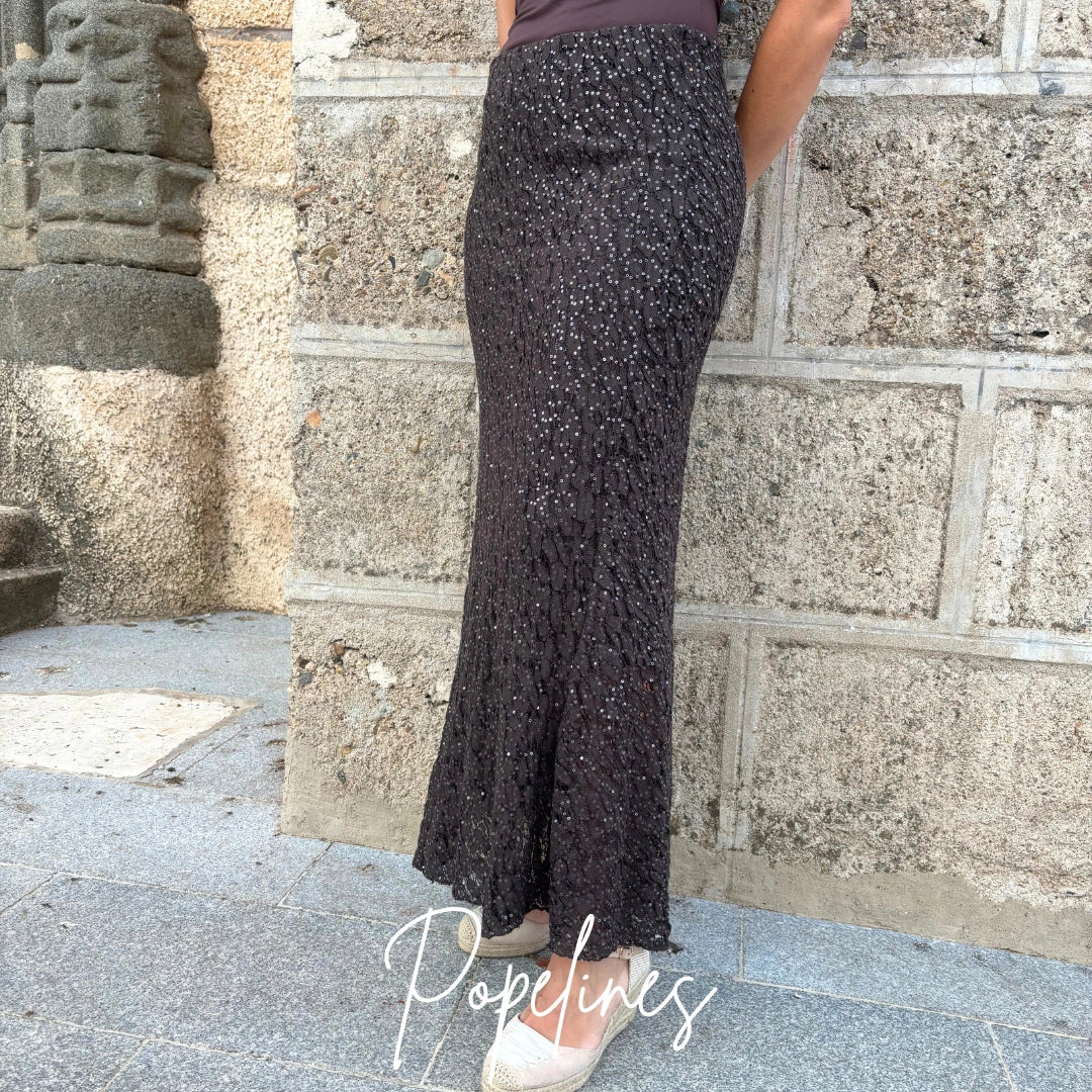 Falda lentejuelas chocolate