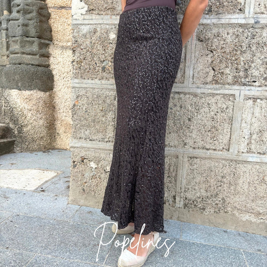 Falda lentejuelas chocolate