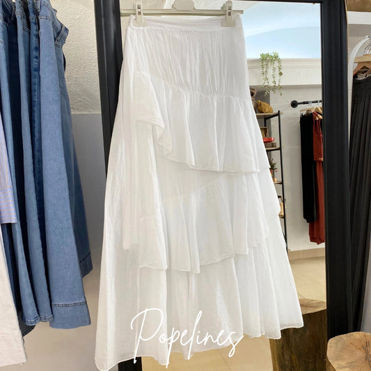 Falda doble volante blanca