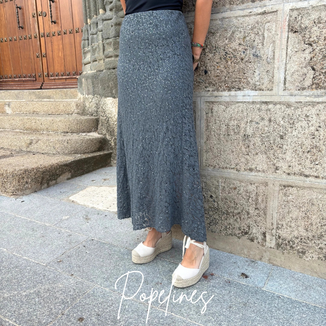 Falda lentejuelas plomo