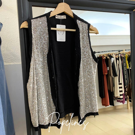 Chaleco lentejuelas negro
