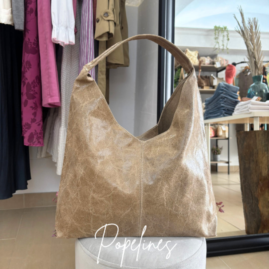 Bolso piel beige