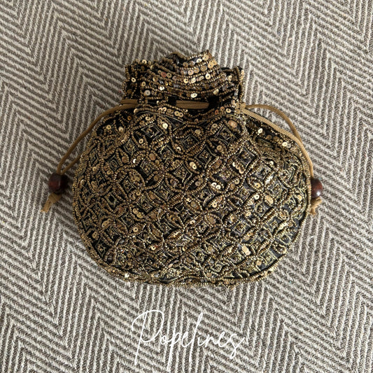 Bombonera cuentas doradas